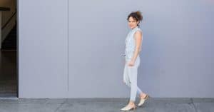 happy woman walking away